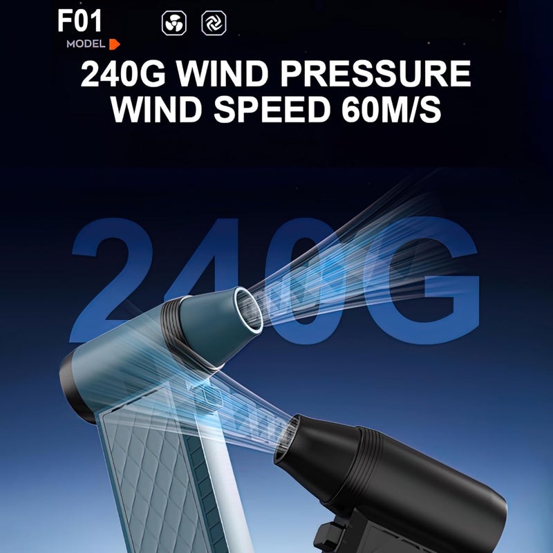 Vastarry Compressed Air Duste Turbo Hurricane Blower Pro 140,000 RPM Brushless Motor 60m/s Hurricane Wind 8000mAh Battery Life 3-Speed Adjustment Cleaning Tool for Cameras/BBQ/Pets/Inflating - Image 3